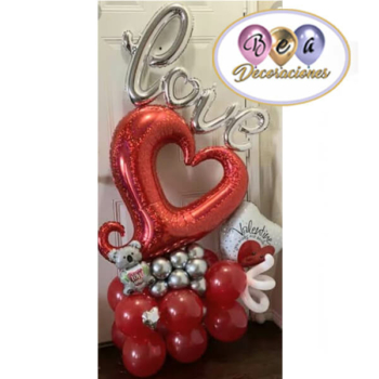 Bouquet globos dos corazones