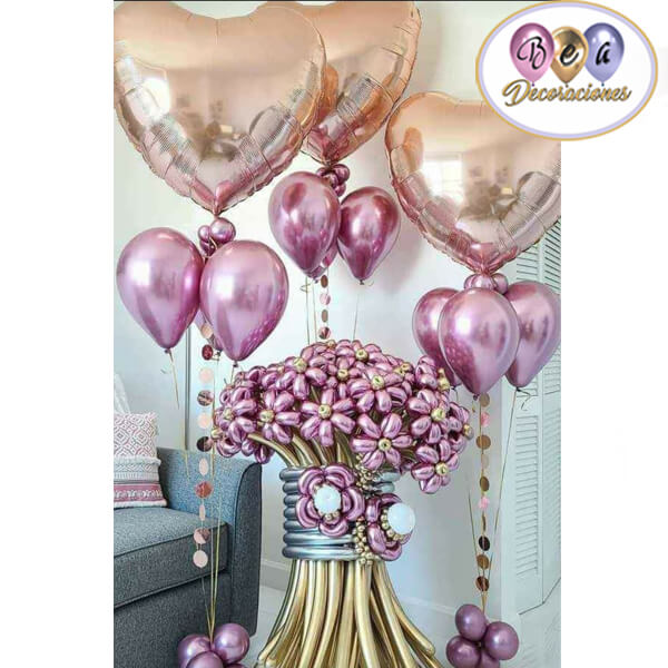 bouquet-globos-corazones extra-grandes-ramo-de-flores--delivery-lima
